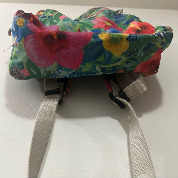 Kipling Multicolor Floral Backpack Bag Missing Monkey Charm - Picture 5 of 12